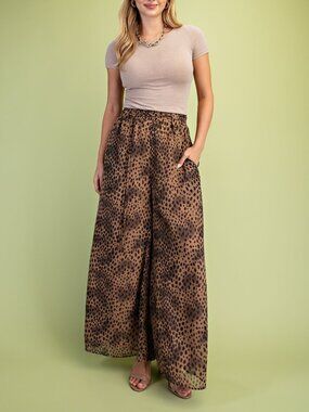 GiGio's Women Cheetah Print Wide Leg Pants